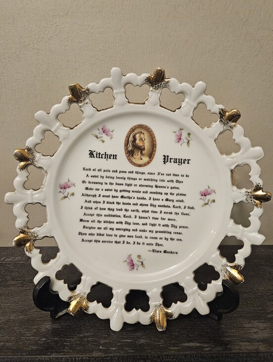 Norcrest Other - Vintage "The Kitchen Prayer" Lace Edge Plate Gold Trim Klara Munkres